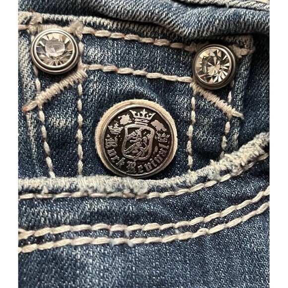 Rock Revival Jean Capri Low Rise Y2K Distress Rhinestone Stretch Denim Celine 26 - Picture 5 of 7